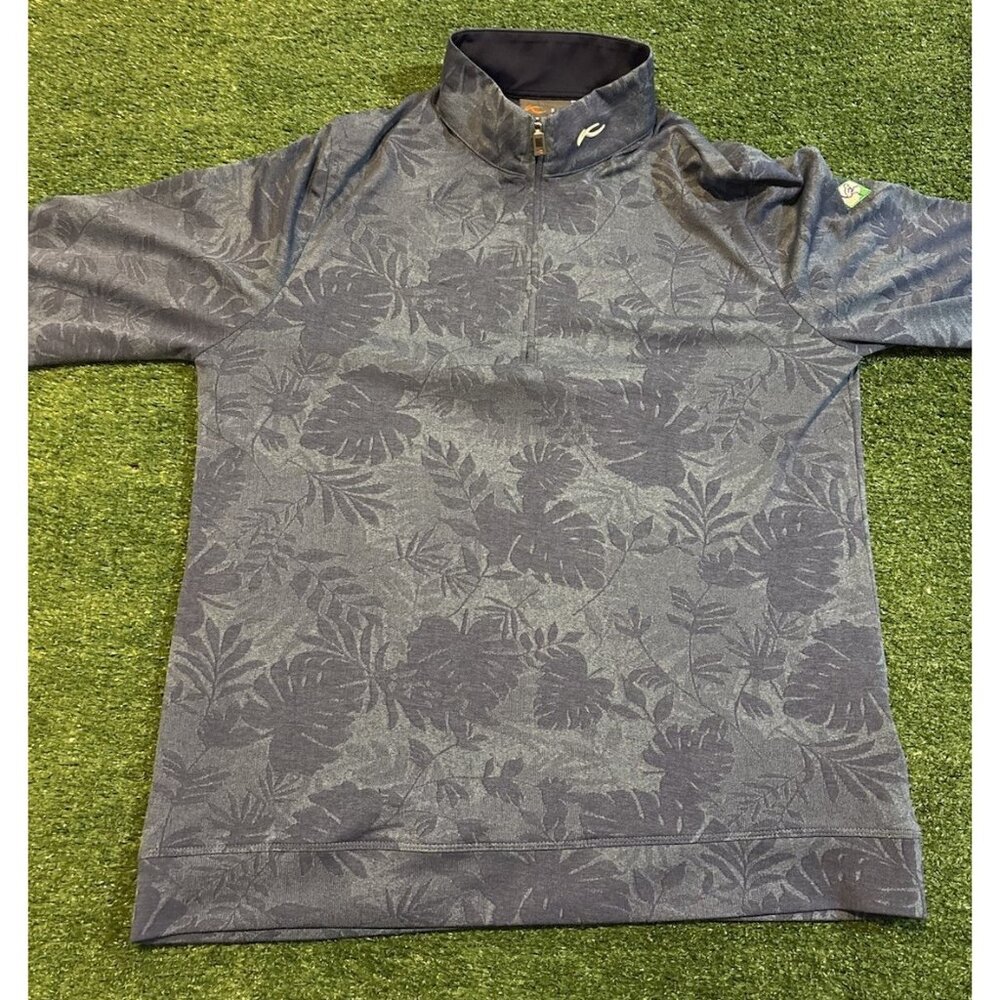 Kjus 1/4 zip mens medium blue floral lighweight breathable sweater pullover - Picture 2 of 11